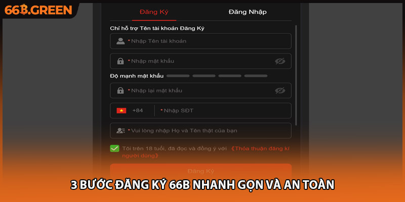 3 bước đăng ký 66B nhanh gọn và an toàn